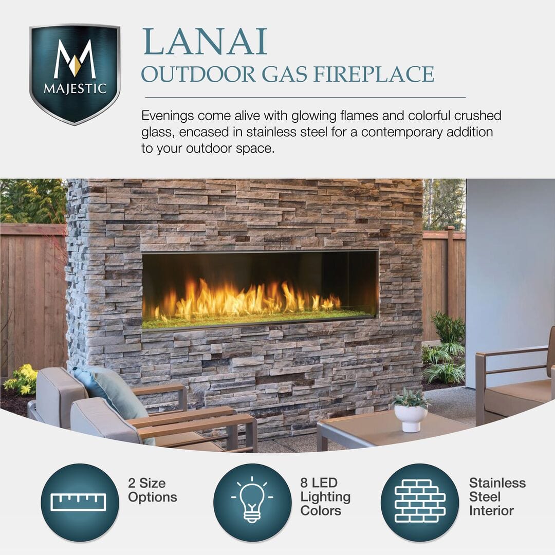Majestic Lanai Outdoor Vent Free Linear Fireplace (Good/Better/Best)