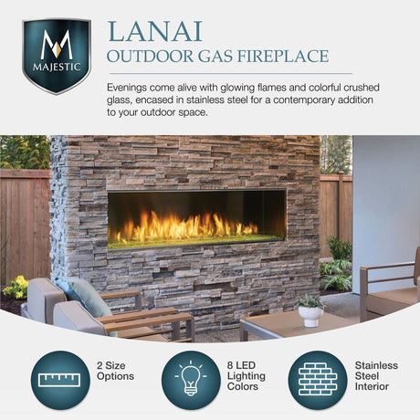 Majestic Lanai Outdoor Vent Free Linear Fireplace (Good/Better/Best)