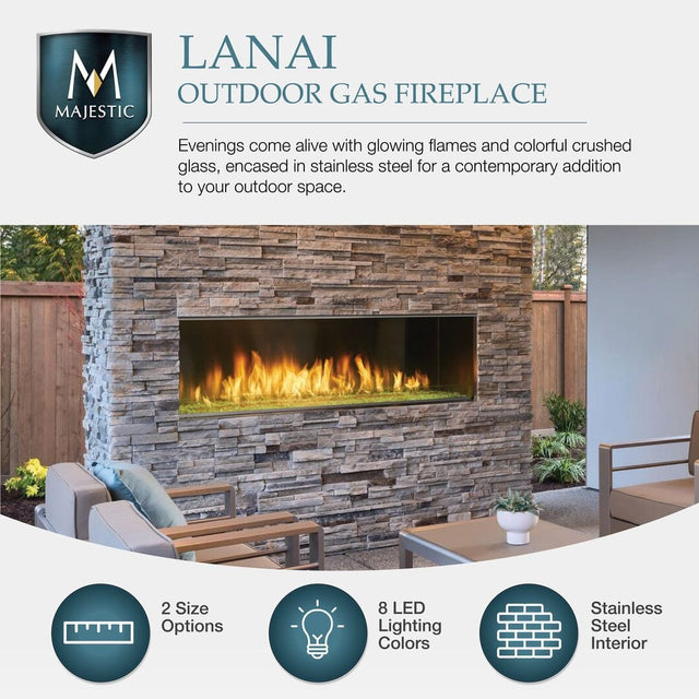 Majestic Lanai Outdoor Vent-Free Linear Fireplace